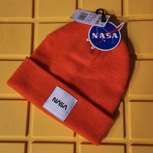 NASA orange beanie hat